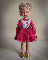Платье для куклы Paola Reina 33 см, с жилетиком, вишня