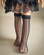 Завышенные гольфы для куклы Paola Reina 33 см, сеточка, черные в полосочку