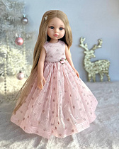 Платье бальное  на куклу Paola Reina 33 см, нежно пудровое со стразами