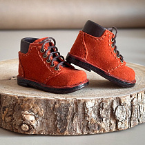 Высокие ботинки, для Paola Reina, прошитые, натуральная кожа, на ножку  5 см,  хурма