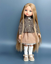 Комплект из 4 предметов на куклу Paola Reina 33 см: Блуза, юбка, подьюбник, гольфы, Темная блузка в клеточку