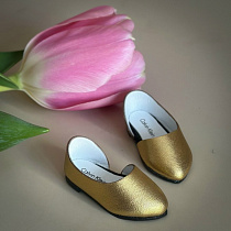 Туфли  на кожанной подошве, для Paola Reina, натуральная кожа, 5 см, узкий нос, золото