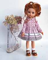 Платье из купонной ткани,  для куклы Paola Reina 33 см, с рукавом, Диор, розовый