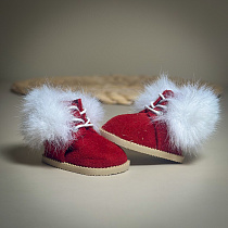 Ботинки, для Paola Reina, натуральная замша, на ножку  5 см, с мехом, красные