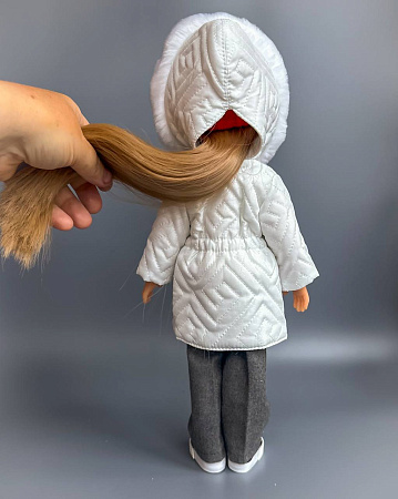 Удлиненная стеганная  куртка, для куклы Paola Reina 34 см, белая