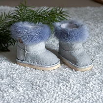 Угги для Paola Reina, натуральная замша,  серые с норкой