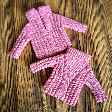 Джемпер вязанный для куклы Paola Reina 33 см, на молнии, розово-пудровый