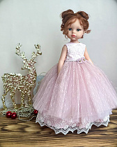 Платье бальное  на куклу Paola Reina 33 см, пудрово-кремовое
