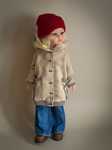 Парка стильная для куклы Paola Reina 34 см, с меховой опушкой, молочная