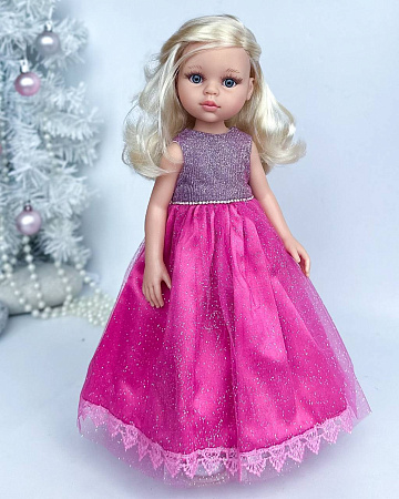 Платье Барби на куклу Paola Reina 33 см, розовое, с украшением на голову