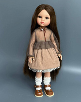 Комплект из 4 предметов на куклу Paola Reina 33 см: Блуза, юбка, подьюбник, гольфы, Темный, сетка