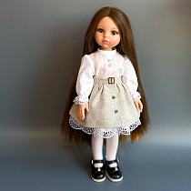 Комплект на куклу 32-35 см из  2 предметов:  Платье-туника и льняная юбка