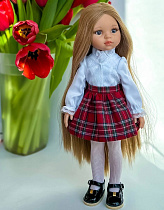 Комплект на куклу 32-35 см из  2 предметов:  Блузка и юбка в клетку
