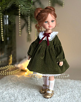 Платье для куклы Paola Reina 33-36 см, Вельвет, зеленое
