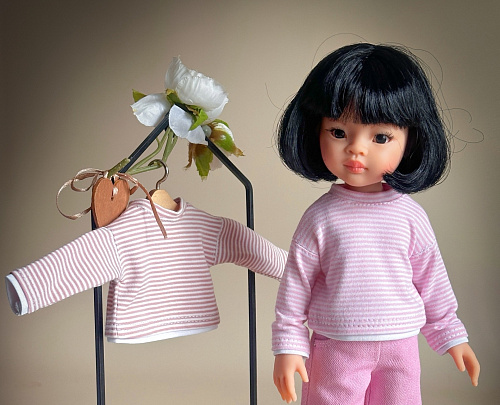 Лонгслив  для куклы Paola Reina, розовая полоска