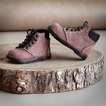 Высокие ботинки, для Paola Reina, прошитые, натуральная кожа, на ножку 5 см,  какао