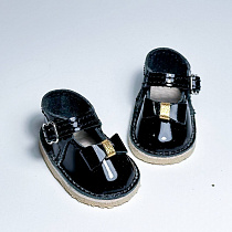 Туфли с розочками, для Paola Reina, прошитые, натуральная кожа, на ножку  5 см, лак, черные