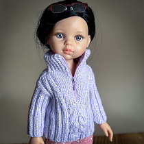 Джемпер вязанный для куклы Paola Reina 33 см, на молнии, сирень