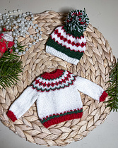 Комплект вязанный для куклы Paola Reina 33 см, джемпер Лопапейса и шапка