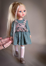 Платье для куклы Paola Reina 33 см, с жилетиком, оливка