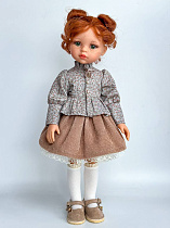 Комплект из 4 предметов на куклу Paola Reina 33 см: Блуза, юбка, подьюбник, гольфы, БЕЖЕВЫЙ