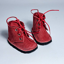 Высокие ботинки, для Paola Reina, прошитые, натуральная замша, на ножку  5 см, Красные
