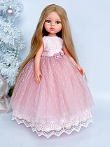 Платье для принцессы куклы Paola Reina 33 см, пудровое, поясок из бисера