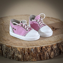 Кеды кожанные, для Paola Reina, кожаный кант, белый/розовый