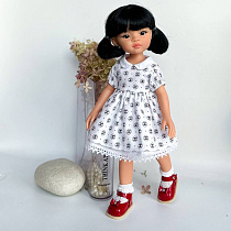 Платье Шанель из купонной ткани,  для куклы Paola Reina 33 см, фонарики