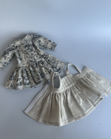 Комплект 2 предмета : Сарафан и  платье, для куклы Paola Reina 33 см, васильки