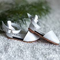 Туфли  с пряжкой на кожанной подошве, для Paola Reina, натуральная кожа,  5 см, узкий нос, белые