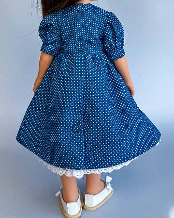 Платье для куклы Paola Reina 33-36 см, с карманами, с синее